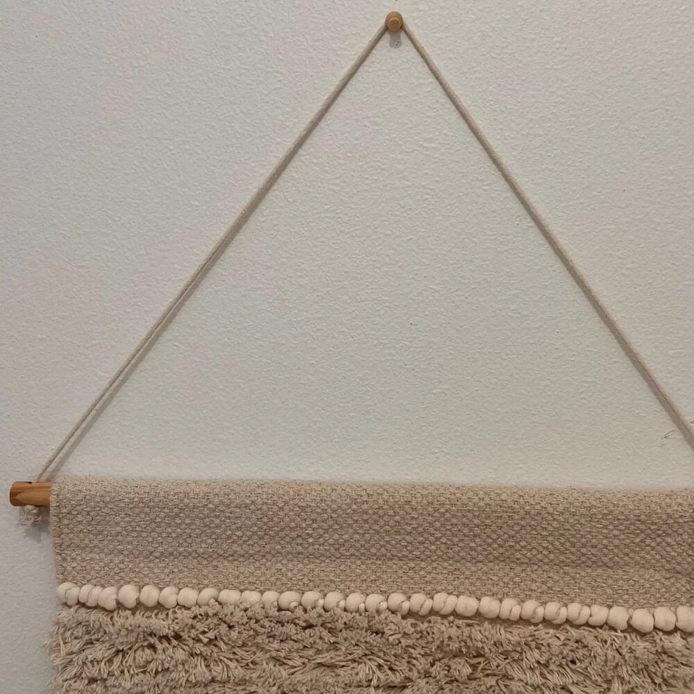Handmade Boho Macrame & Woven Wall Hanging –  Textured Tapestry with Long Fringe